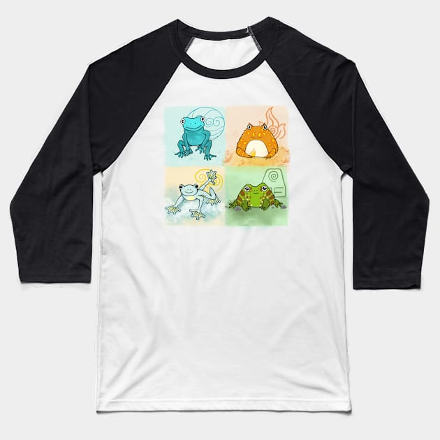 The Four Element Frogs Baseball T-Shirt by astonishingemma